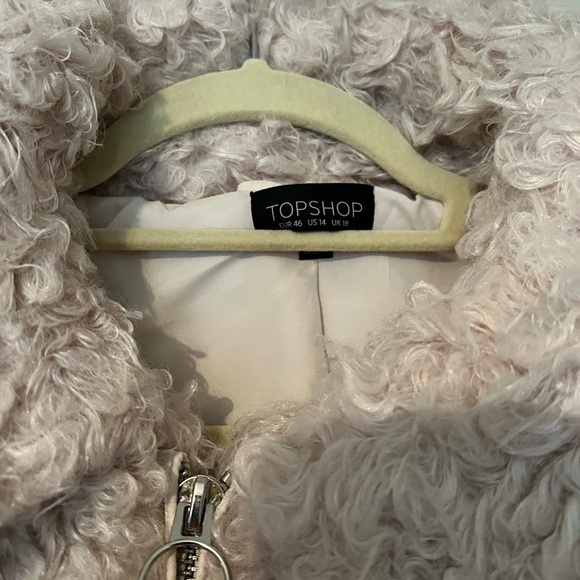 Topshop Brand Faux Fur Shearling Sherpa Cream Coat Jacket  US 14/Eur 46/UK 18 - Picture 4 of 7